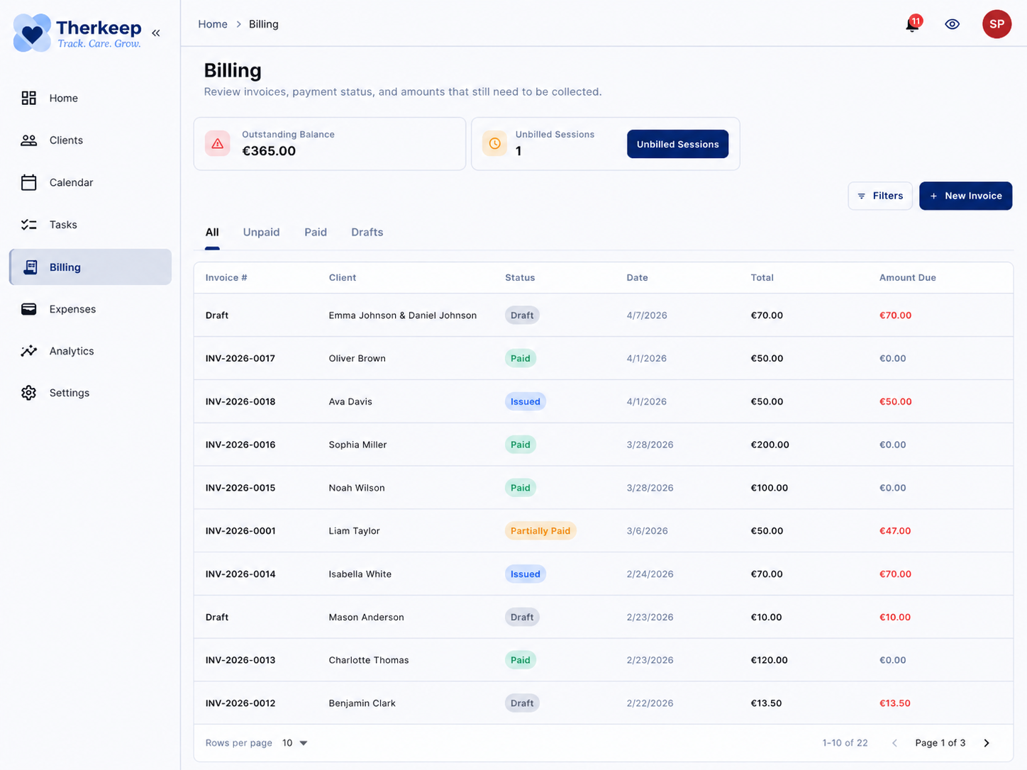 Billing and invoices
