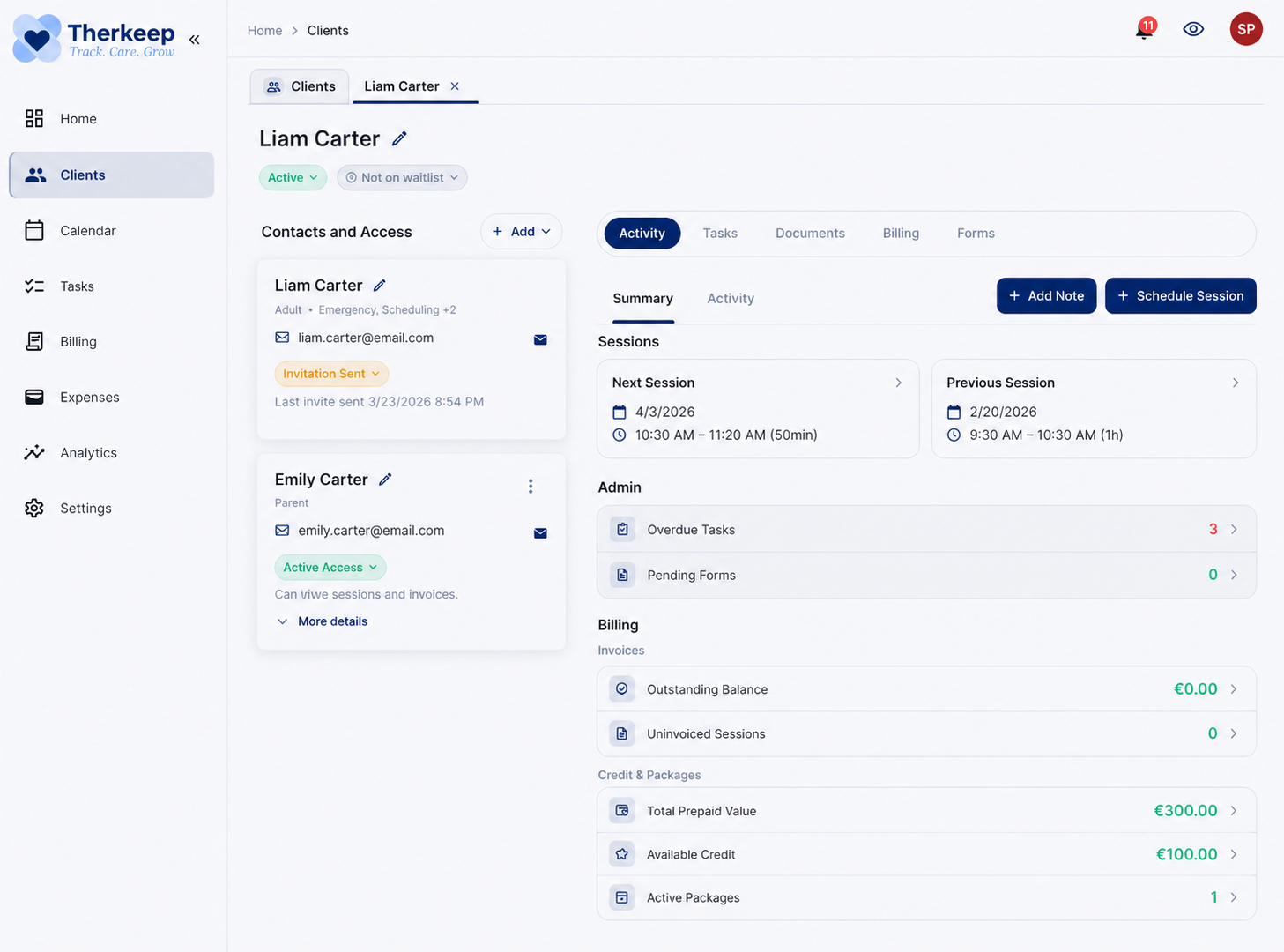 Generated placeholder showing a Therkeep client page concept